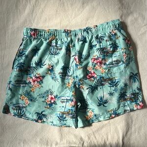 Mens George Hawaiian Swim Trunks XL 40-42Shorts Palm Trees Print Tropical